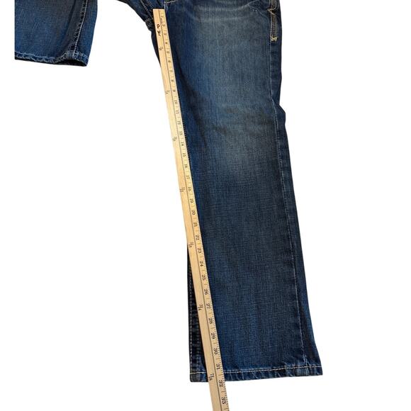 Ariat Jeans Mens Sz 35x32 Blue M5 Boundry Slim Straight Leg Distressed Western - Picture 8 of 9